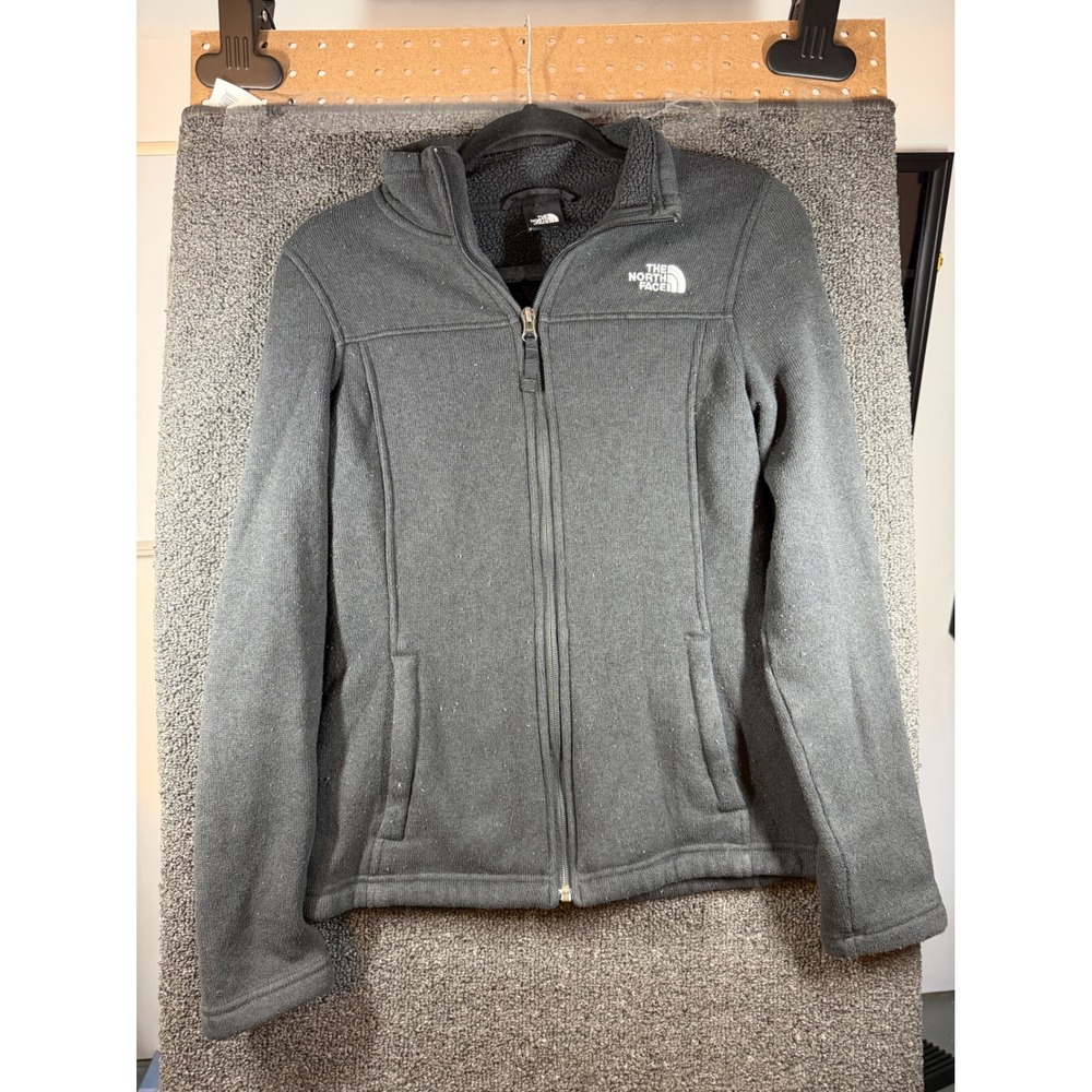 The North Face Fleece Jacket Womens Small Black Full Zip Sherpa Lined Mock Neck